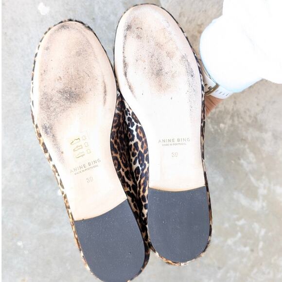 ANINE BING Jamie Leopard Calf Hair Bow Flats, size EU39/US9 - Picture 4 of 5
